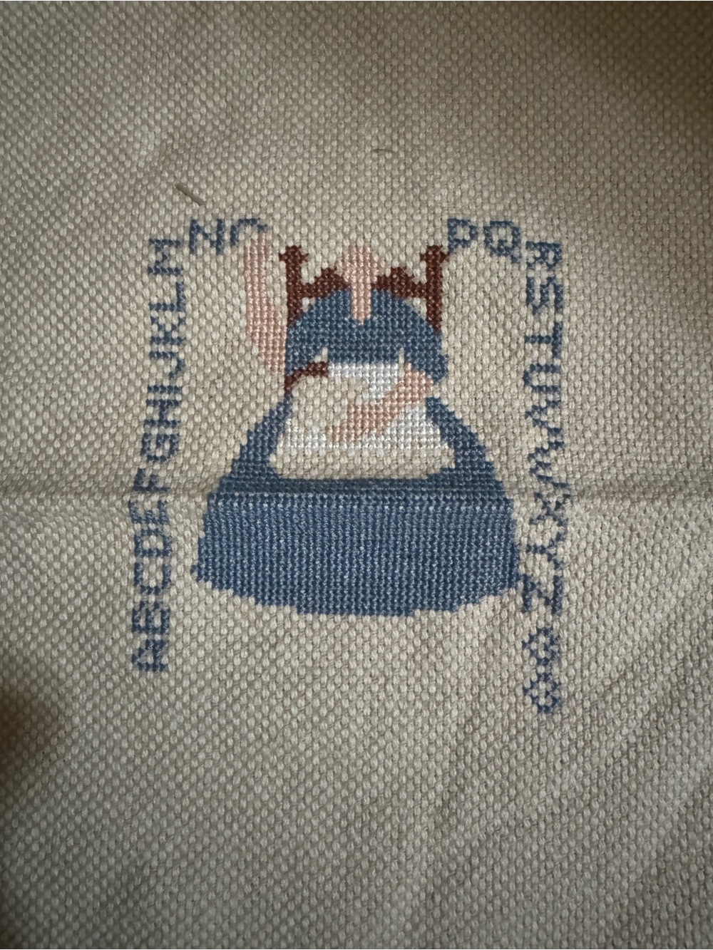 Cross stitched Granny with alphabet